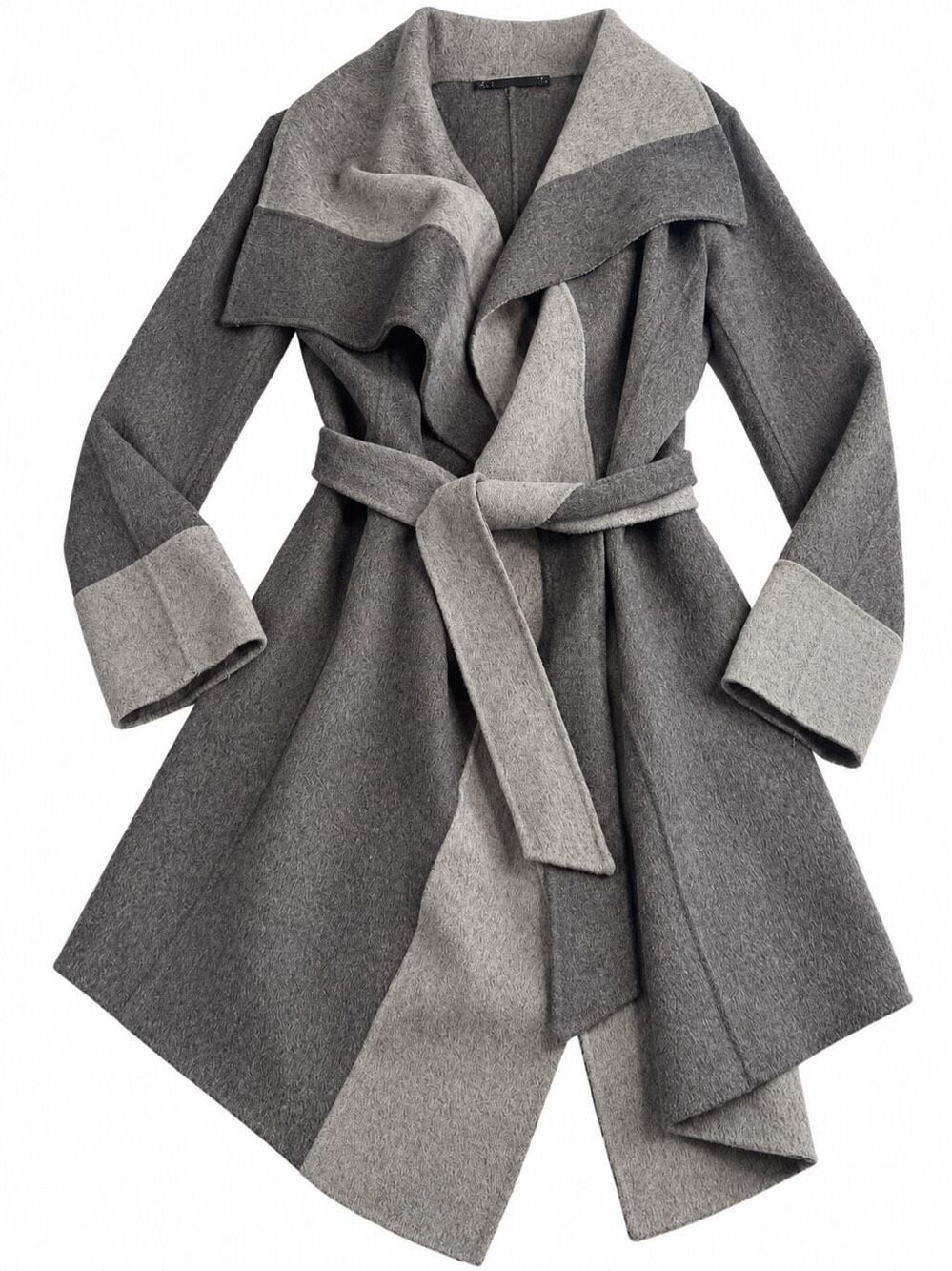 Diane Von Furstenberg Grey Wool Wrap Coat Size Medium Read Description